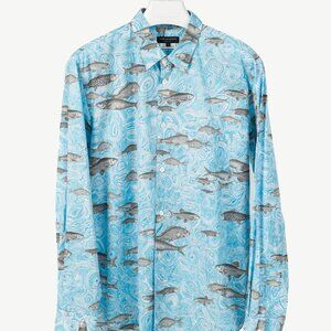 Comme des Garcons Homme Plus SS/17 Blue Fish-Print Cotton Shirt